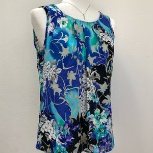 ⭐️Elementz⭐️Blue Floral Print Sleeveless Blouse Women’s Summer Tank Top Shirt